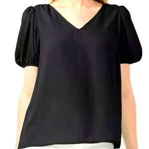 Women's LC Lauren Conrad Flowy Sleeve Woven Tee Size Medium VGUC Black